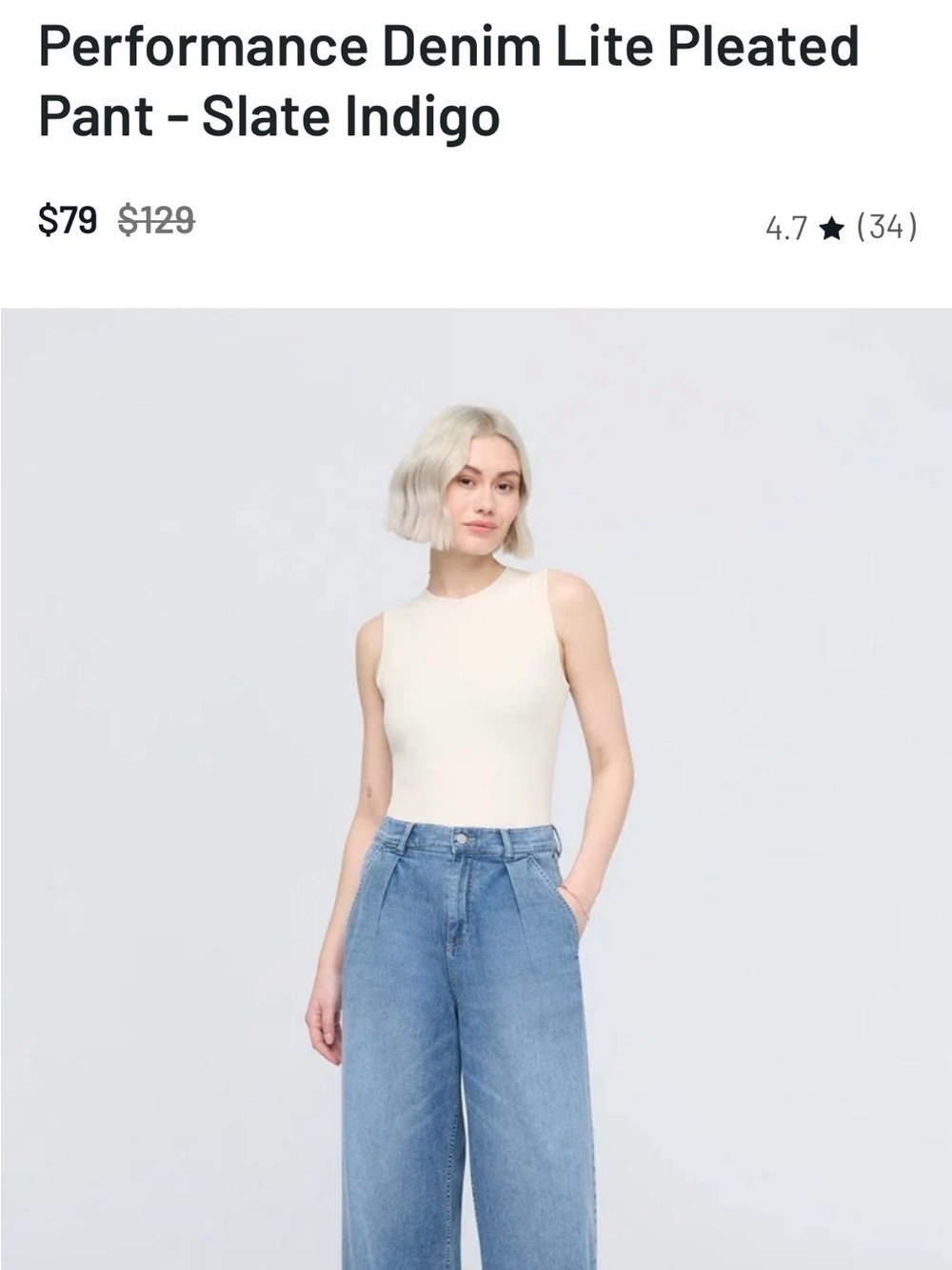 DU/ER Performance Denim Light Pleated Jean slate indigo